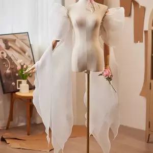 웨딩볼레로 퍼프 시스루 드레스 볼레로 망사 소매 흰색 신부