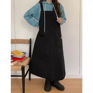 [공구우먼] 프레타 패딩 멜빵 롱 원피스 [2온스] 85733 빅사이즈 여성의류