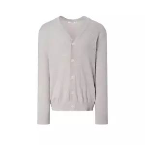 매장정품 HAZZYS 헤지스 [25FW] [소프트울] 베이지 솔리드 배색 브이넥 가디건 (HZSW5D202I2) 830005