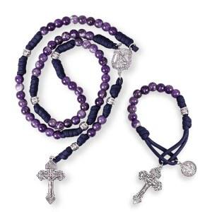 나사렛 스토어 세인트 마이클 파라코드 묵주 튼튼한 목걸이 10년 세트 가톨릭 사면 십자가가 새겨진 천연 구슬