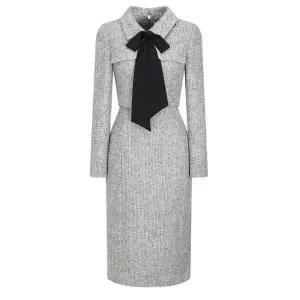 [롯데백화점]제이제이지고트 배색 타이 재킷 H라인 원피스 GPAM0OP921