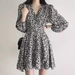 [센트럴몰]페미닌 꽃무늬 플레어 랩 미니 원피스