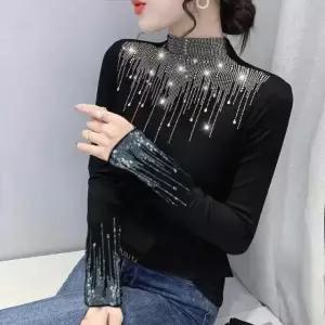 댄스웨어 화려한 상의 라틴 워터 드롭 버티컬 큐빅 라인댄스복 일반 M 40~52.5kg