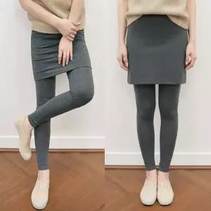 (2장세트) 여성 피치기모 2겹 4부 치마레깅스 베이직 밴딩 치렝스 간절기 치마바지