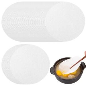 주방용 메큐엑스 200매 기름 흡수 종이, 둥근 수프 튀김 필름 음식 얼룩 종이 찌꺼기 필터 기름진 식용 필름으로 지방을 빠르게 흡수하고 제거합니다