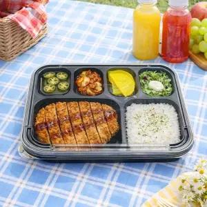 [한아름리빙]배달용기 6칸 도시락 케이스 50세트 돈까스 일회용 반찬 포장