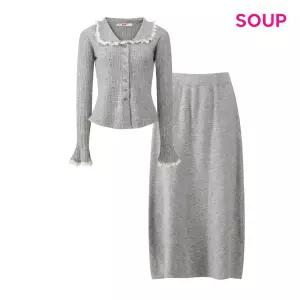 [롯데백화점]SOUP 프릴넥 골지 니트 앤 롱 스커트 셋업 S5CST08