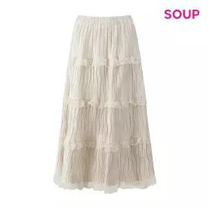 [롯데백화점]SOUP 내추럴 레이스 캉캉 밴딩 롱 스커트 S5CSR09