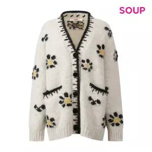 [롯데백화점]SOUP 플로럴 루즈핏 스티치 V넥 가디건 S5CGD18