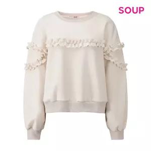 [롯데백화점]SOUP 입체 프릴 셔링 포인트 기모 맨투맨 티셔츠 S5CTS04