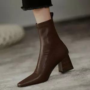 K69 여성 스퀘어 삭스 스판 앵클부츠 118 부츠 여성부