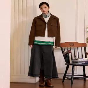 [LAP] 앞트임 프린지 데님 롱 스커트 AQ4DSA61