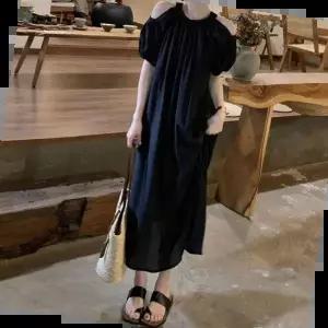 홀터넥원피스 어깨트임 홀터넥 여성 밴딩 데일리 롱원피스