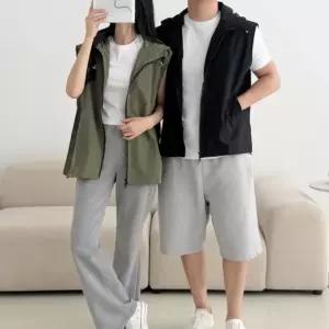 오버핏 남녀공용 후드조끼 립스탑 스트링후드조끼 (WFK6E93)