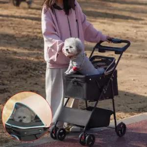 강아지 펫모차 반려견 산책 폴딩 일체형 애견유모차 경량