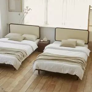 [상일리베가구] 빈센트 2100 가죽헤드 호텔 트윈 침대 프레임 SS+SS+협탁1EA