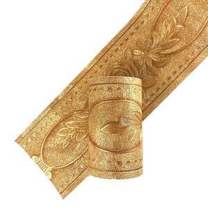 이자 5미터 로열 모란 3D 자가 접착 필 앤 스틱 방수 벽 테두리 4인치 x 16.5피트 (골드) 쉽게 적용 가능