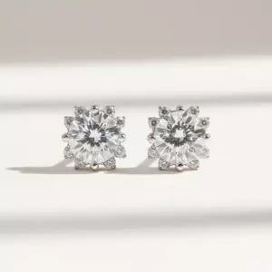 3부 5부 랩 다이아 프리즘 침 귀걸이 여자 친구 생일 선물 결혼 예물 기념일