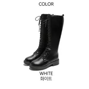 [옷자락]여성 레이스업 부츠 슬림 기모 롱 워커