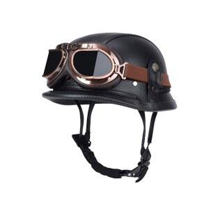 독일 빈티지 레더 레트로 캡 하프 초퍼 Casco DOT 헬멧 Capacete 공용 페이스 오토바이 Moto