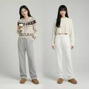 [화이트빌딩]여성 기모 트레이닝팬츠 겨울 양기모 하이웨스트 츄리닝바지 롱숏 선택팬츠