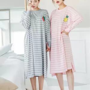 오버핏 빅사이즈 임산부 산모 편한 줄무늬 원피스 여행잠옷 20대패션