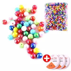 비즈구슬 (대용량) 레인보우원형구슬-8mm 10mm 레인보우원형구슬 비즈공예