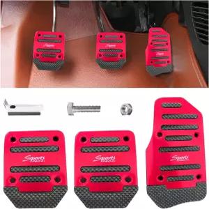 지시너 3PCS 미끄럼 방지 자동차 페달 패드 수동 기어박스 브레이크 커버 알루미늄 합금 클러치 키트 SUV