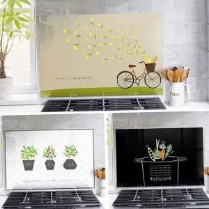 유리 아트 보드 강화 글라스 레인지 주방 아트 보드 싱크대 인테리어 기름때 보호대 벽장식 가림막