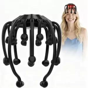 Dgtkayi 전기 두피 마사지기 360° 문어 머리 조절식 자동 다중 구성 배열 진동 노드 스트레스 두통 수면