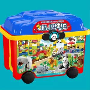 3살아기 바퀴달린 보관함 동물원 블록 선물 만들기놀이 3세