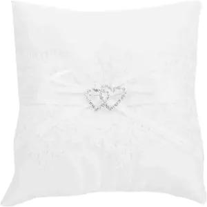 미소드 링 베어러 레이스 펄이 달린 5.9인치 x 웨딩 베개 예식용 보리 새틴 브라이덜 홀더 쿠션 더블 하트