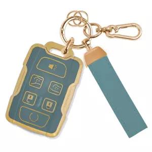 Rislobx 쉐보레 스마트 키에 맞는 키 포브 커버, TPU 자동차 케이스 프로텍터, 키체인 포함, 서버번 실버라