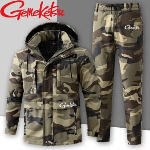 낚시우비 겨울 플러시 재킷 야외 방수 낚시 세트 따뜻한 작업 방풍 두꺼운 방한 부드러운 쉘 어썰트