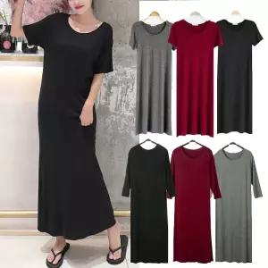 턴키 여성 빅사이즈 라운드 반팔 긴팔 롱원피스 OPS8531 라운드롱원피스 2862551