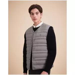 [115사이즈 한정] [헤지스] HAZZYS 남성 그레이 AIR 구스다운 패딩 베스트 HZJU3D405G1