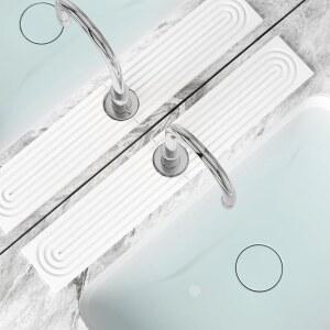 주방용 HMZFUQILH 스톤 싱크 매트 - 흡수성 트레이, 퀵 드라이 수도꼭지 매트, 주방 싱크대 스플래시 가드, 및 카운터 보호용 베이스 [화이트, 23.6