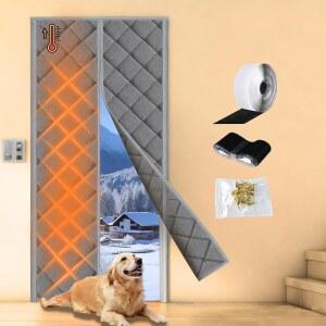 JANORS 마그네틱 단열 도어 커튼 36인치 x 82인치, 3겹 방수 옥스포드 원단 & 두꺼운 폴리에스터 섬유 충전재, 임시 도어로 겨울을 따뜻하게 유지하고 여름을 시원하게 보낼 수 있는 홈 오피스 및 스토어용 제품입니