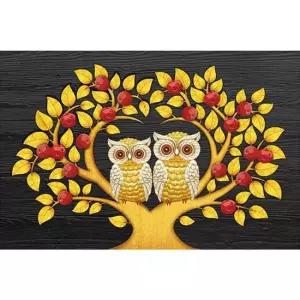 패브릭보석십자수 사과돈나무부엉이커플 (패브릭형) 보석십자수 40x60