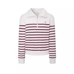 헤지스레이디스 [25FW][HSTS-5D802] 루즈핏 스트라이프 반집업 스웨트셔츠 멜란지그레이