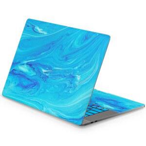 [미국배송] 맥북호환 에어 13 M2 M1 2023 2022 프로 16 인치 15 14 2021 2020 텍스처 솔리드 블루 아트 트랙패드 커버 독특한 스티커 추상 상단 키보드 터치 바 페인트 디자인