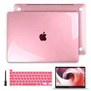 [미국배송] 터치 바가 있는 맥북호환 프로 13인치 A2338 M1 M2 A2289 A2251 2020 모델용 바티안다 케이스 키보드 커버 및 화면 보호기가 크리스탈 하드 쉘 핑크