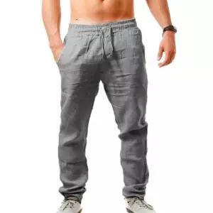 시원한 스트레이트핏 린넨 팬츠 허리 밴딩 조절 (WFK5UEL)