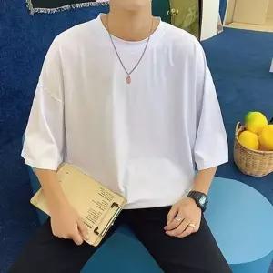 오버핏 무지니 라운드넥 반팔티셔츠 반팔티 7부셔츠 무지티 (WFJSP5L)