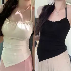 프릴 셔링 언발란스 나시 크롭 탑 여름 이너 뷔스티에 (WFJSPFP)