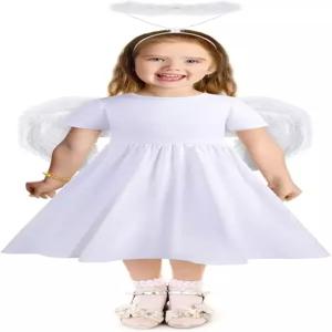 하이샌디 용 크리스마스 엔젤 코스튬 3종 세트 요정 원피스 깃털 날개 헤드밴드 업 코스프레