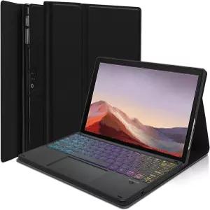 Microsoft Surface Pro 7+/ 7/6/5/ LTE 12.3인치용 터치패드 키보드 케이스 LDSOYIA 레인보우 백라이트