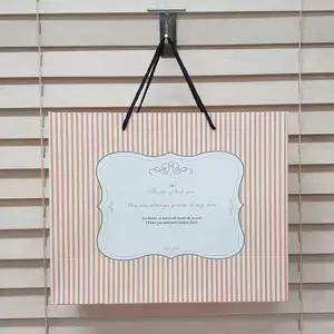 ABM 줄무늬 핑크 쇼핑백 대형 10개 30 12 25cm 답례품 (WFK6HA2)