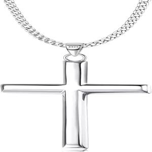 밀라콜라토 솔리드 925 스털링 실버 크로스 목걸이 남성 2mm 내구성 다이아몬드 컷 체인 베벨드 엣지