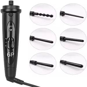 컬링 언 6 in 1 다기능 헤어 세라믹 글레이즈 코팅 완드 세트 LED 디스플레이